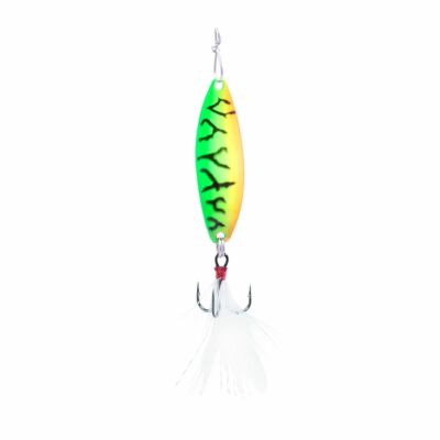 Clam Panfish Leech Flutter Spoon Glow Firetiger Lightning 1/32oz #14 Treble Hook