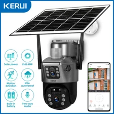 4MP 2K Wireless Solar Camera Outdoor Dual Lens WiFi 1080P IP CCTV Security PIR