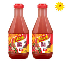 Salsa caliente La Victoria Brava 15 oz x 2 botellas exprimidoras de plástico