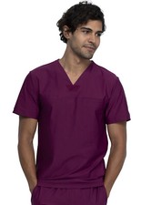 Wine Cherokee Scrubs Form Mens V Neck Top CK885 WIN