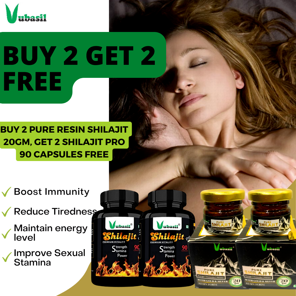 Vubasil -Shilajit Pro Safed Musli Ashwaganda Extract High Strength 90 Caps Free