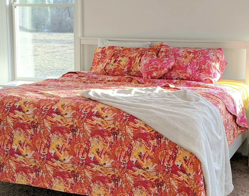 Juego de colcha manta ligera DaDa Bedding vibrante colorido rosa rojo amarillo Foto 2 de 4