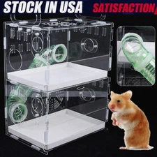 Deluxe 2-Levels Acrylic Hamster Palace Mouse Habitat Gerbil Home Cage Rat House