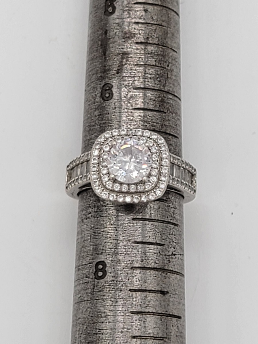 Cocktail Ring Fzn 925 Signed FNZ 925 Sterling Silver Sapphire Blue