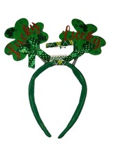 Lucky St. Patrick s Day Adult Headband-Glittered Shamrock.ShipN24Hours