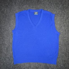 Vintage 90  s Jantzen Sweater Vest Men  s XL Specaled V-Neck Blue Wool Made In USA