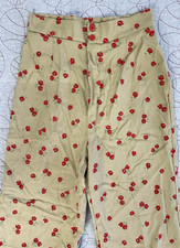 VTG 70s High Waisted Wide Leg Pants Genie Zipper Floral Embroidered Pants / Sz 9