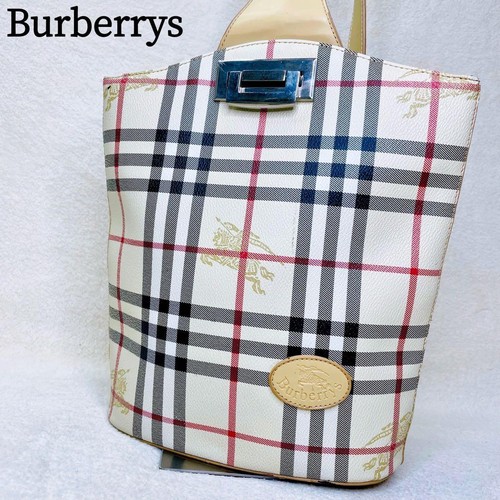 Burberry Vintage Nova Check Leather Shoulder Bag Beige Y2K Authentic Rare