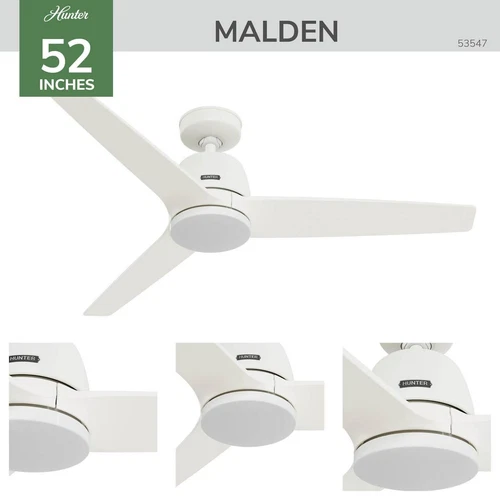 Hunter + Jasmine Roth 52 Malden Ceiling Fan W/ LED Light, Remote - Casual, - - Picture 19 of 24