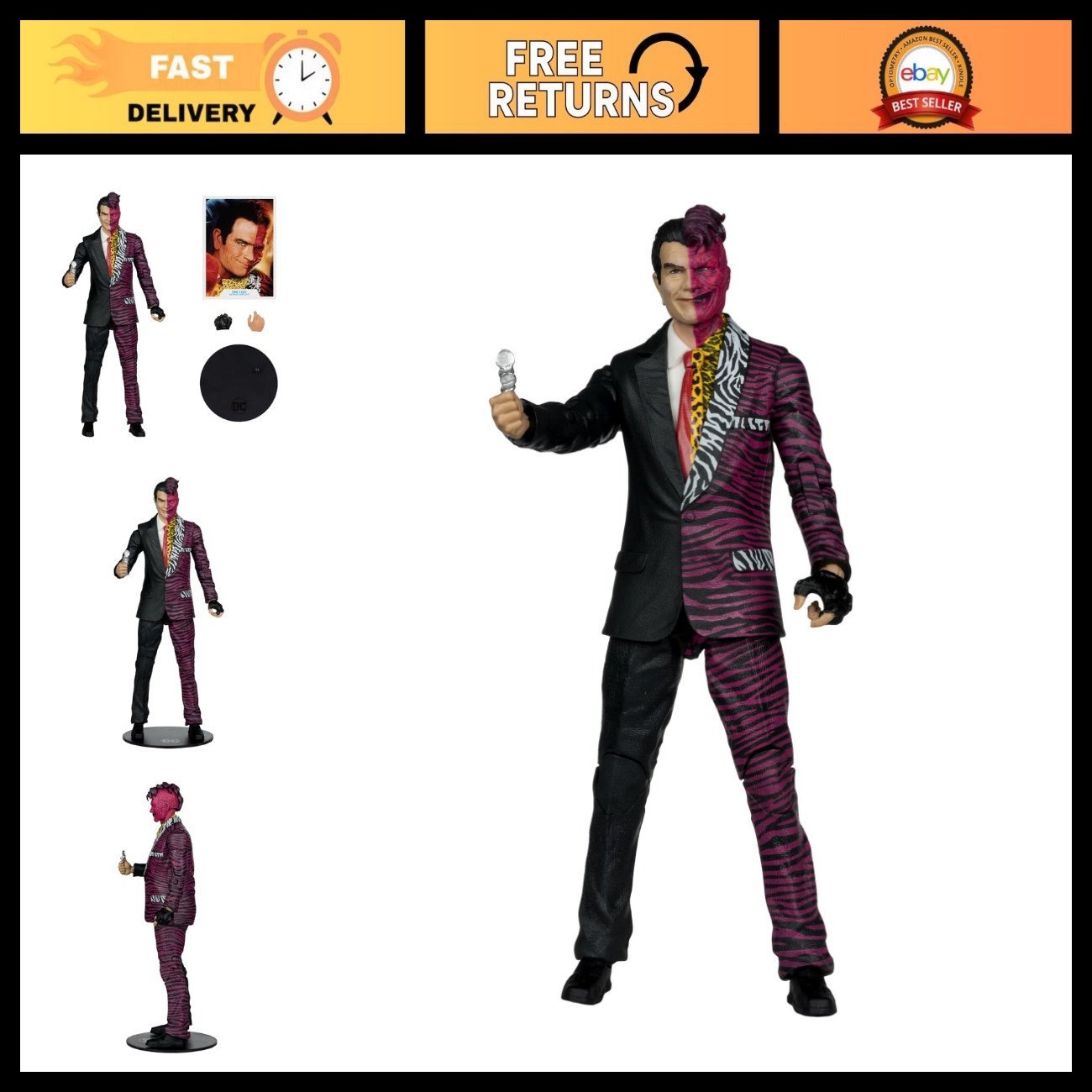 DC Multiverse Two-Face Action Figure - 7" Build-A-Figure, Collectible Toy