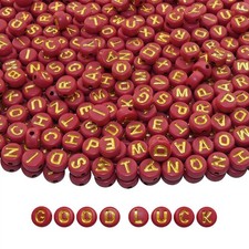 Amaney 1000pcs Red Letter Beads Gold Beads 7x4mm for Jewelry Making Bracelet