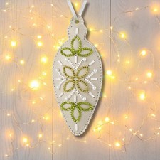 Beaded Embroidery on Faux Leather Kit  Icicle Christmas Ornament 