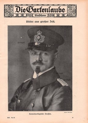 Korvetten-Kapitän Peter Strasser - 1917 - Historisches Titelblatt ~22x30cm