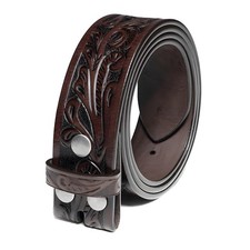Men's Full Grain Leather Belt with Snap-On Strap 1 1/2" Wide without Buckle ...