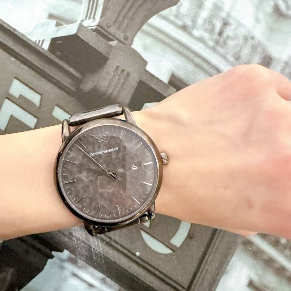Emporio Armani Luigi AR11155 Men's Watch With Gray Marble Dial | eBay