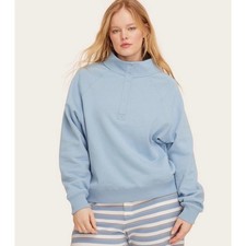 Parke Light Blue Snap Button Mock Neck Sweatshirt XXS/XS New with Tags