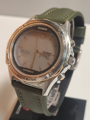 Casio ABX-630 HOTBIZ Databank Ana-Digi Uhr WR50M Neu Batt&band Vintage Japan