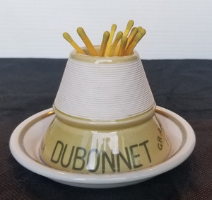 RARE w/SAUCER! 1900 GRAND PRIX DUBONNET Vin Au Quinquina Match Holder Striker