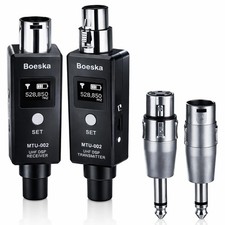 Wireless Microphone Transmitter Receiver System, UHF XLR Adapter, 48kHz, 100ft