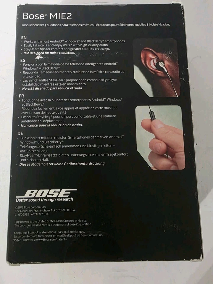 ¡NUEVO Y PRECINTADO! Auriculares móviles Bose MIE2 Android Blackberry Foto 2 de 4