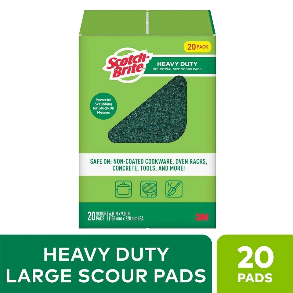 Scotch-Brite Heavy Duty Industrial Sized Scour Pads (20ct.) 6x9-inch ...