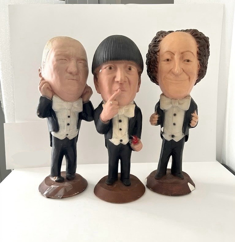 Three Stooges Esco Chalkware Statue Set Moe Larry Curly 18” Tall