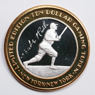 Babe Ruth New York Las Vegas - $10 Casino Token - .999 Silver Strike