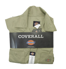 Dickies Men's Coverall Work Medium Beige Twill Short Sleeve Collared New