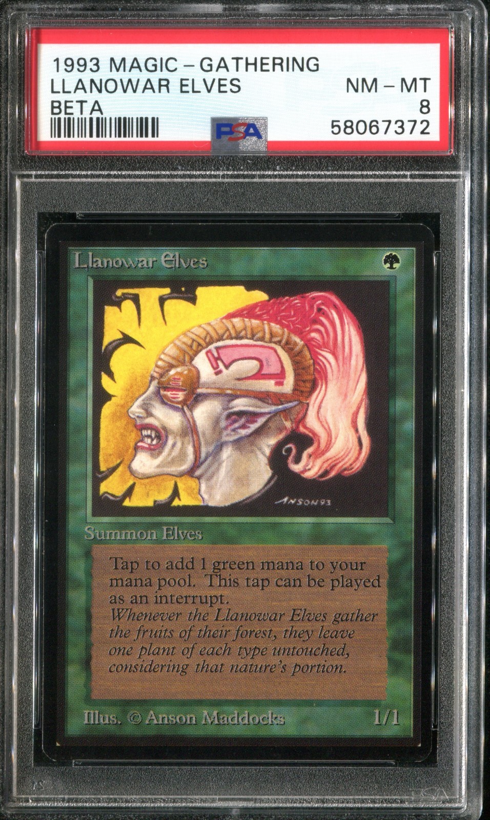 PSA 8 1993 MTG Magic The Gathering Beta #211 Llanowar Elves Pop25