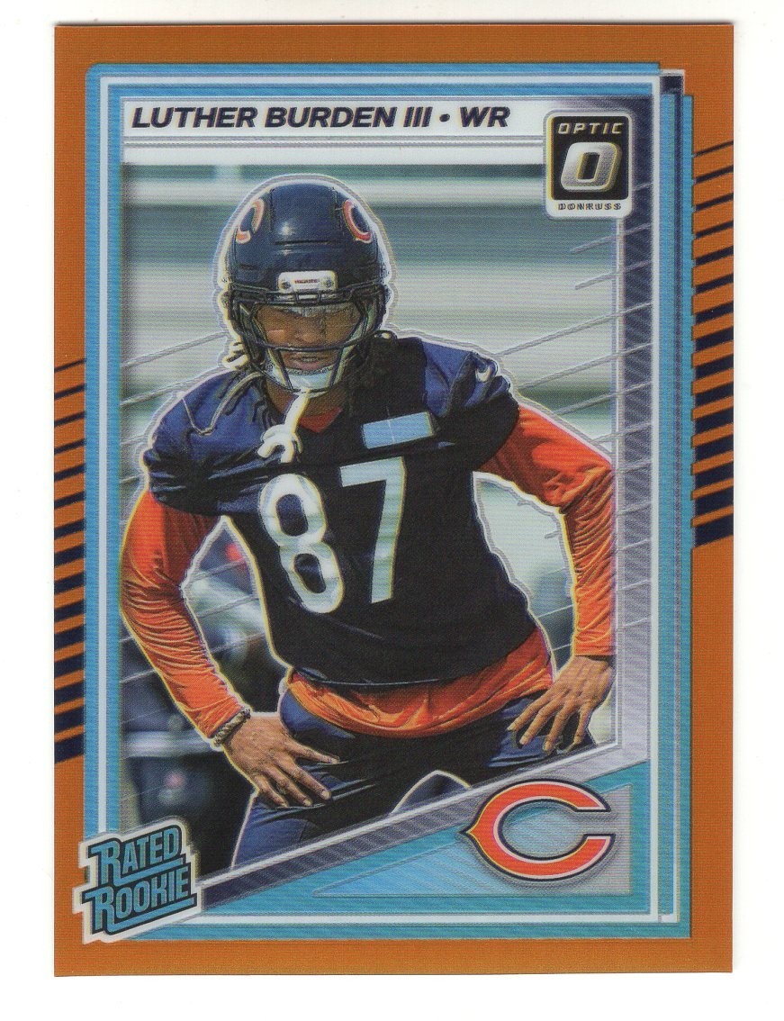 LUTHER BURDEN III 2025 DONRUSS OPTIC ORANGE HOLO PRIZM RC #/299 **BEARS** #275