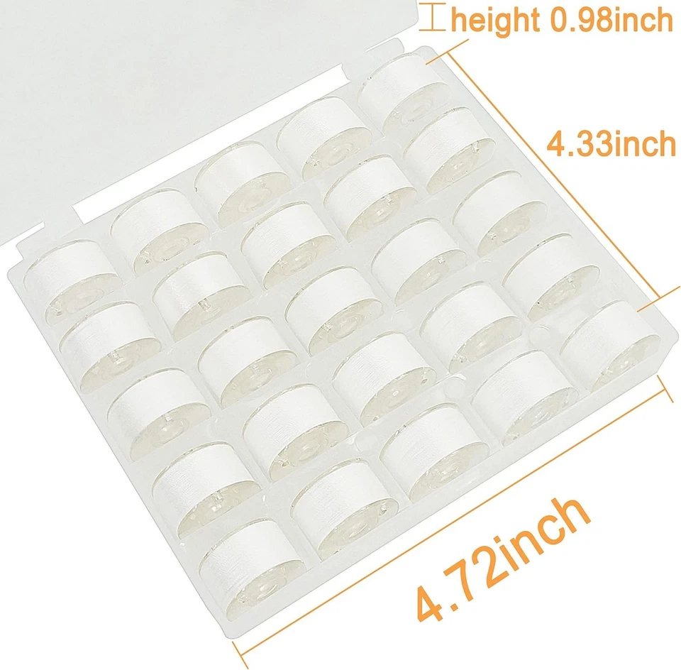 25pcs Soft White Prewound Bobbin Thread 60S/2 for Embroidery & Sewing Machines - Image 4 of 4