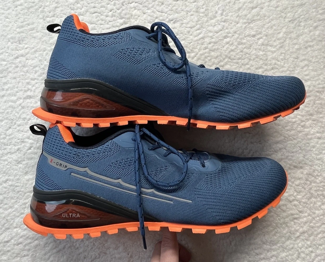 Kricely Sneakers Mens US 12 Blue Trail Hiking Shoes Non-Slip Walking Outdoor