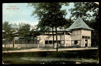Postcard Auditorium Exterior View Winona Lake, Indiana