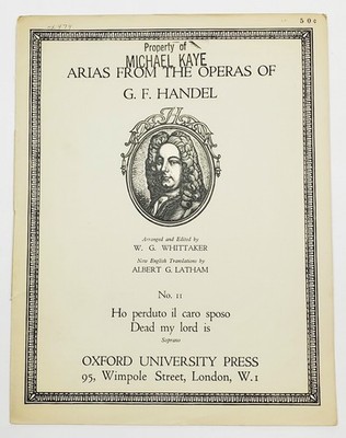 Handel Opera Arias No. 11 Oxford Univ. Press Ho Perduto Il Caro Sposo