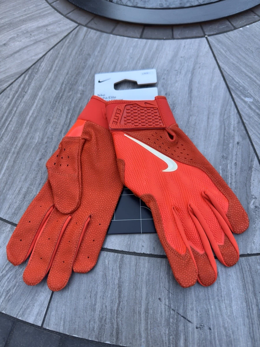 Guantes de bateo de béisbol Nike Alpha Elite FD7868-805 naranja para hombre talla L
