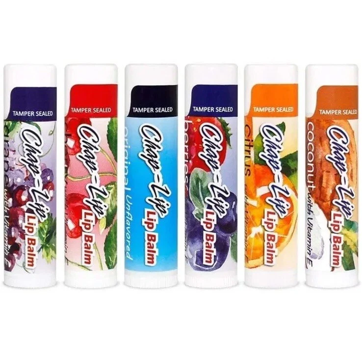 Bálsamo labial Chap com vitamina E, variedade de 6 sabores refrescantes, 60 unidades - Imagem 3 de 3