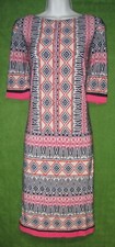 Eliza J Beige Navy Pink Geometric Print Sheath Work Casual Dress 12 $118