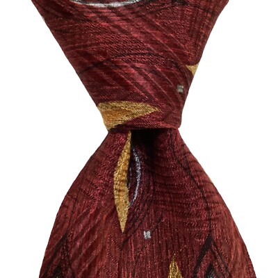 ROBERT TALBOTT Best of Class Men's Silk Necktie Designer Geometric Burgundy EUC