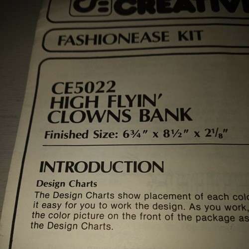 CREATIVE EXPRESSIONS HIGH FLYING CLOWN BANK FASHION EASE KIT 1984 #5022. *READ* - Picture 6 of 12