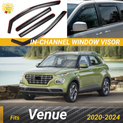 Fits Hyundai Venue 2020-2024 Window Rain Visor Tinted Impact Resistant Deflector