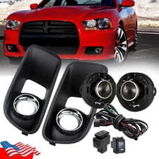 Bumper Fog Light Lamp Chrome Cover Wiring Switch For Dodge Charger SRT-8 12-2015