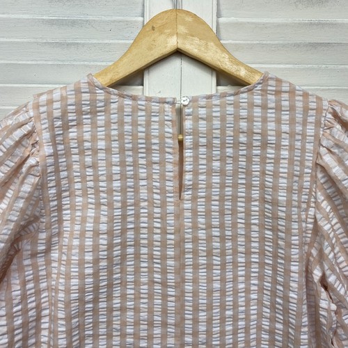 Lily Loves Top Womens 10 Check Gingham Check Long Puff Sleeve Ruffle - Picture 6 of 8