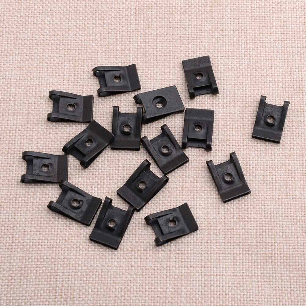 8pc Black Spring U-Type Metal Clips With Screws - Car Fender Trim Panel Fasteners, 21x13x3mm