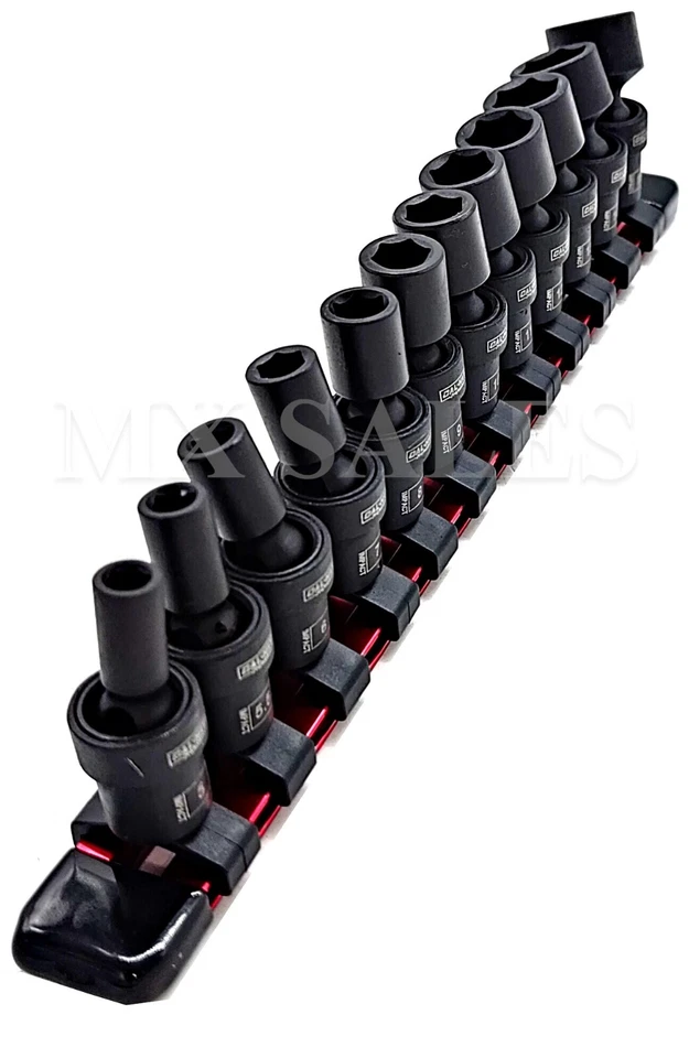 12-PC 1/4" Dr Swivel Impact 6 Point Socket Metric Set w/ Aluminum Socket Holder - Image 3 of 3