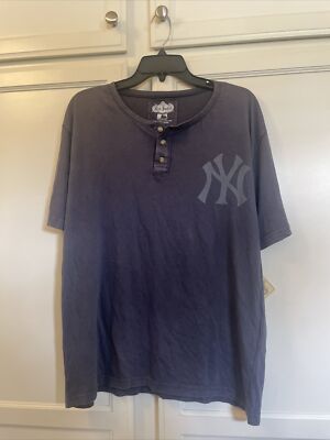Red Jacket Men's Shirt NY New York Yankees Blue Large Short