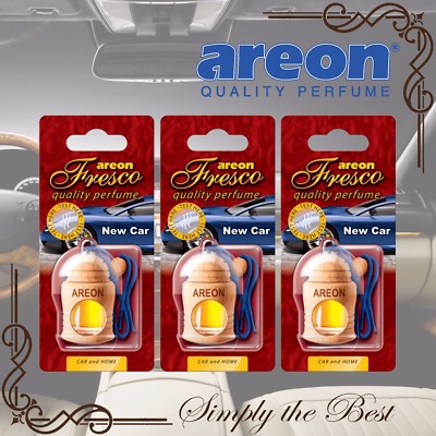 3x Areon Fresco Car Van Home Office Perfume Long Lasting Air Freshener NEW CAR