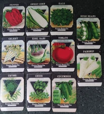 11 Vintage /Antique ORIGINAL Vegetable Seed Packs Color Litho , Ex. Cond OLD ONE