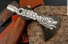 VIKING HANDMADE HIGH CARBON STEEL TOMAHAWK , HATCHET, AXE , INTEGRAL / ENGRAVED