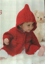 MISS MILLIE'S COAT HOODED SWEATER 4 BABY SIZES CROCHET PATTERN INSTRUCTIONS