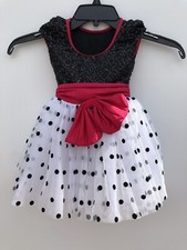 Black White Red Revolution Dance Costume Youth Child Girl X-small XS Polka Dot